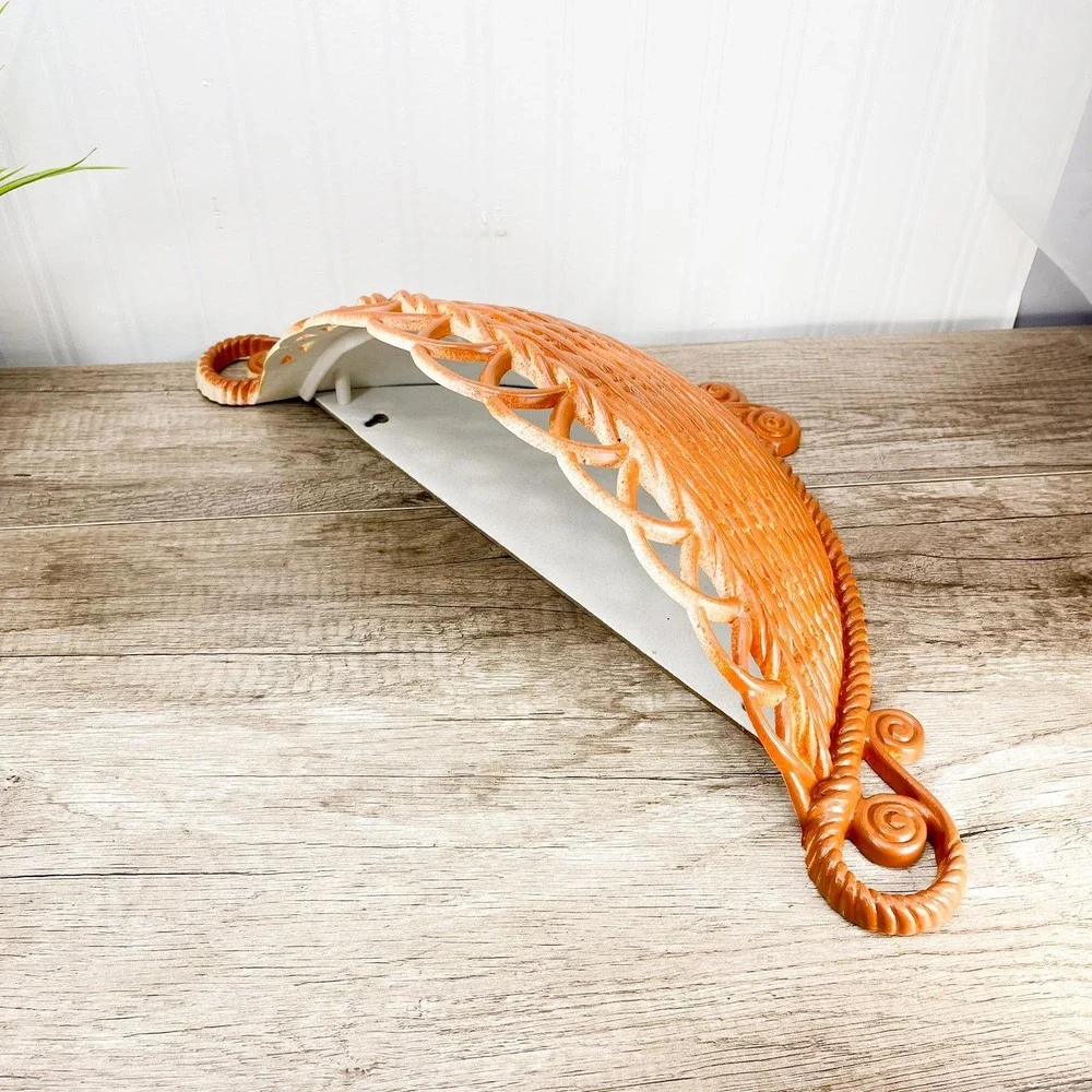 Vintage Faux Wicker Shelf: MCM Wall Basket‎ Shelf